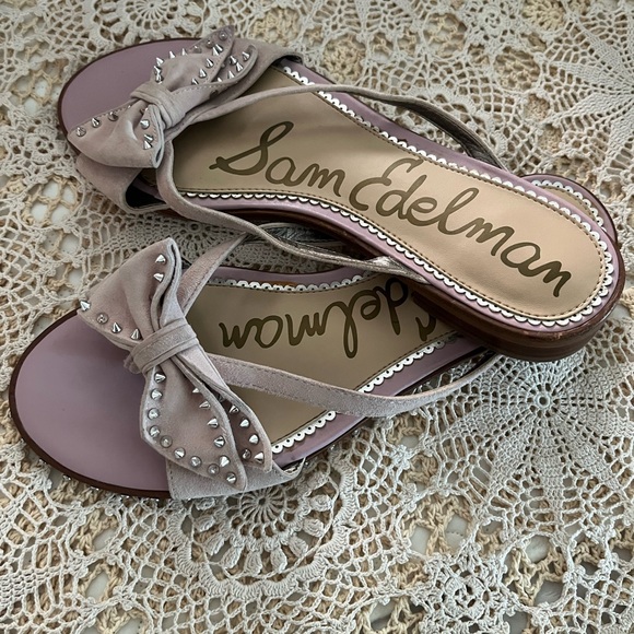 Sam Edelman Dariel Bow Studded Suede Sandal Size 8.5 - Picture 2 of 4